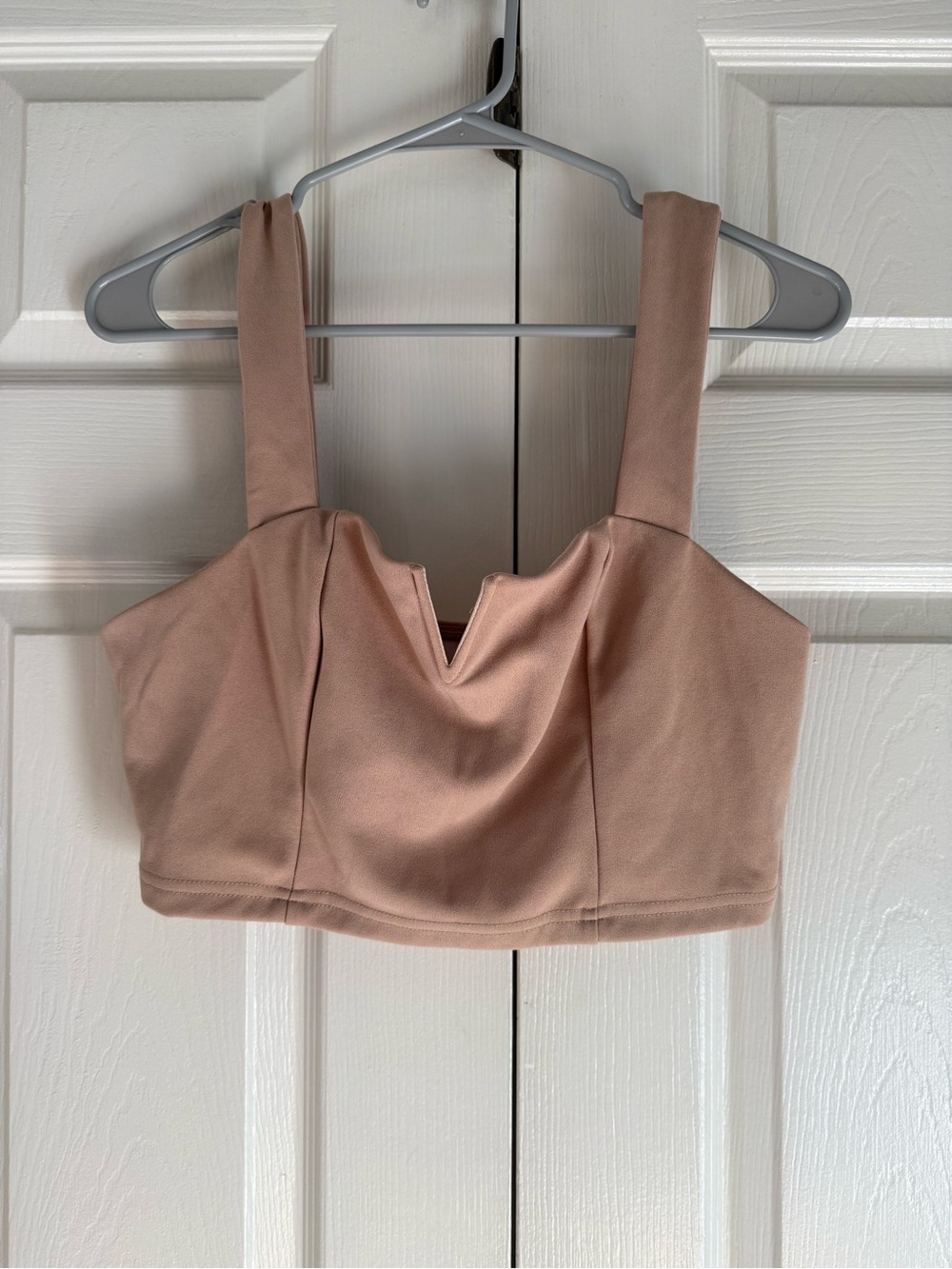 SHEIN Tan V-Notch Cropped Tank Top